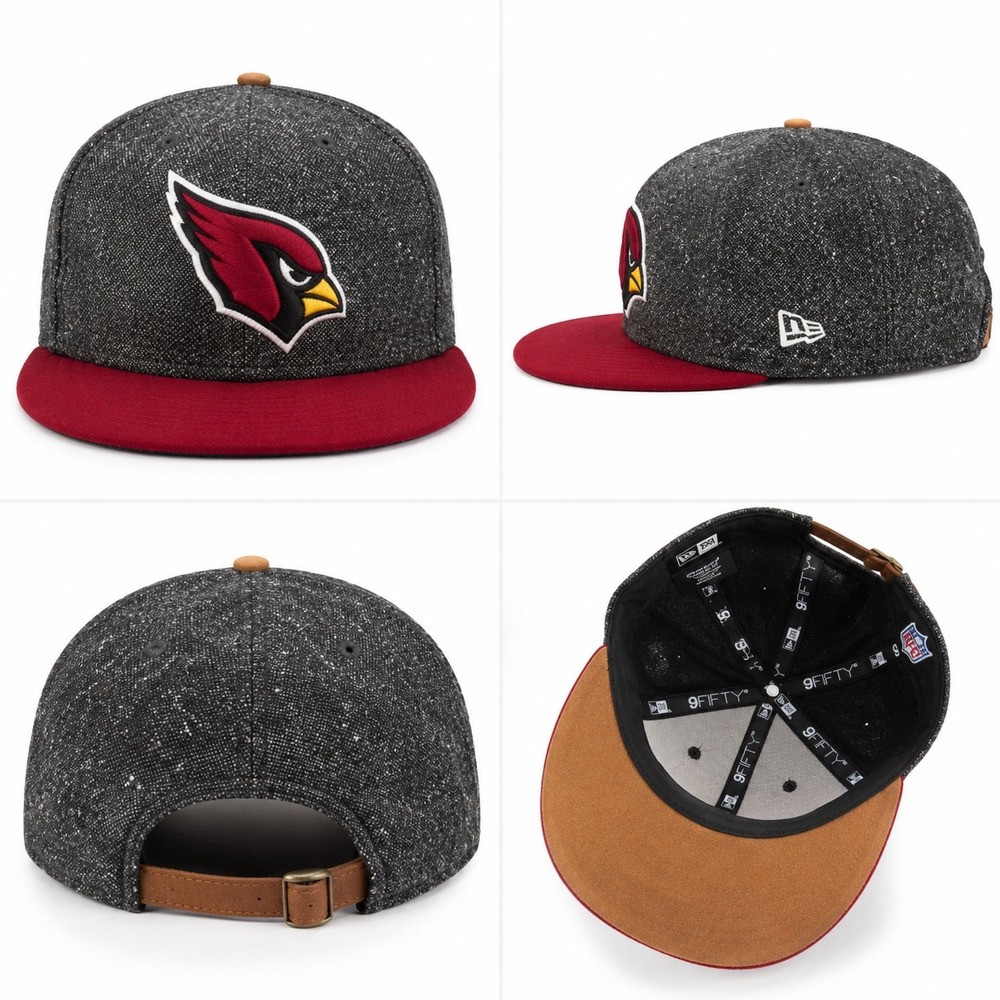 New Era Arizona Cardinals NFL Hat Mens OSFM Grey Red Wool Tweed 9FIFTY Snapback